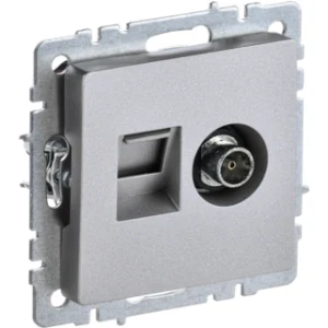 IEK BRITE Розетка двойная TV+RJ45 кат.5E РТВ/РК12-БрА алюминий - BR-AK20-1-K47 IEK BRITE Розетка двойная TV+RJ45 кат.5E РТВ/РК12-БрА алюминий - BR-AK20-1-K47