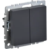 IEK BRITE Выключатель 2-клавишный проходной 10А ВС10-2-6-БрГ графит