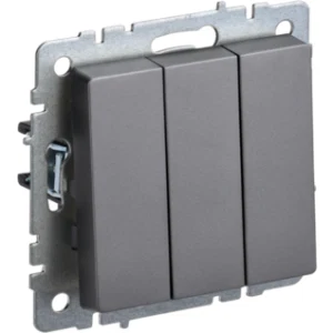 IEK BRITE Выключатель 3-клавишный 10А ВС10-3-0-БрС сталь - BR-V30-0-10-K46 IEK BRITE Выключатель 3-клавишный 10А ВС10-3-0-БрС сталь - BR-V30-0-10-K46