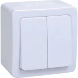 IEK Выключатель 2-клавишный для открытой установки ВС20-2-0-ГПБ IP54 ГЕРМЕС PLUS (цвет клавиши: белый)