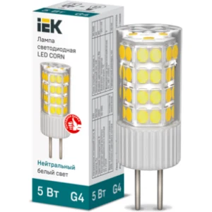 IEK Лампа светодиодная CORN капсула 5Вт 230В 4000К керамика G4 - LLE-CORN-5-230-40-G4 IEK Лампа светодиодная CORN капсула 5Вт 230В 4000К керамика G4 - LLE-CORN-5-230-40-G4